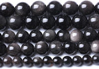 10MM 38PCS Natural Stone Silver Obsidian Loose Beads for Jewelry Making DIY Bracelet