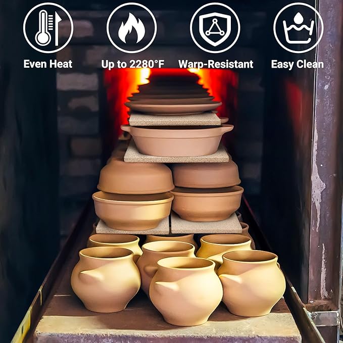 Verdanzia 2 Pack 7" X 7" Square Kiln Shelf, Fires Up to 2280°F for Glass Fusing and Ceramics, 0.63" Thickness Use in Most Kiln