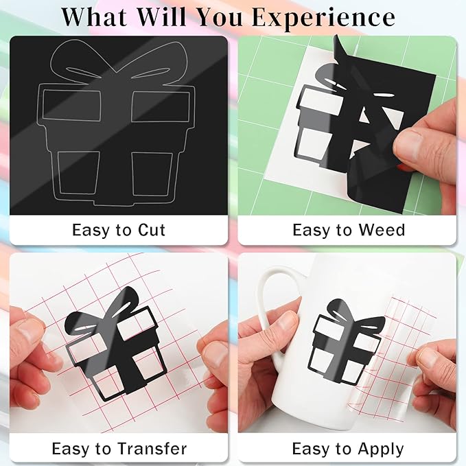 Glossy Black Permanent Vinyl, 12" x 12 FT Vinyl for Cutting Machine - Lya Vinyl Glossy Black Adhesive Roll for Mug, Cup, Window & Home Decal