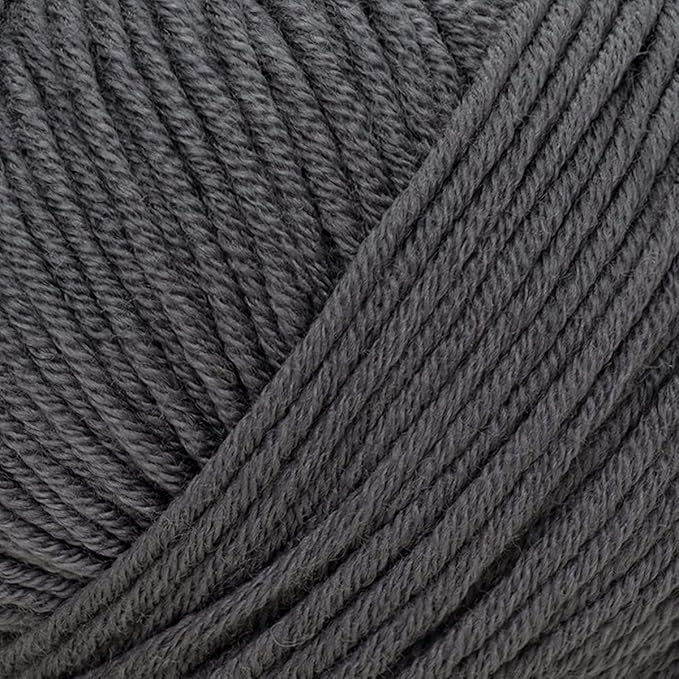 Estako Wool 98 (4- Skeins Pack) 100% Superwash Merino Wool Medium Worsted Weight Soft Knitting and Crochet Yarn (4 x 1.76 oz) (4 x 98 yds) (6357-Smokey Grey)