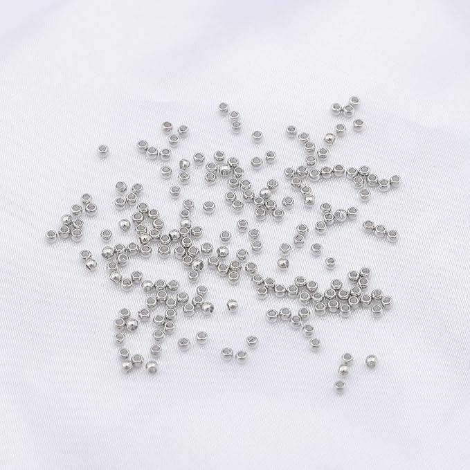 Platinum Plated Round Spacer Beads 2mm 600pcs for Jewelry Making Findings Non Tarnish