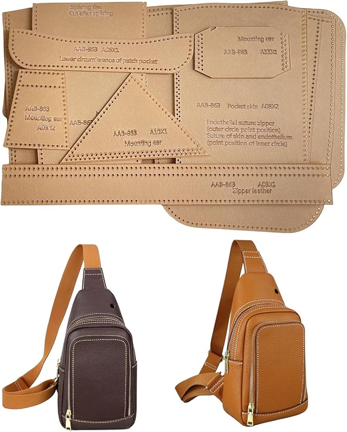 RIVEENY Sling Bag Acrylic Template,Leather Pattern Acrylic Leather Templates for Capacity Crossbody Backpack Casual Motorcycle Chest Bag for Men's
