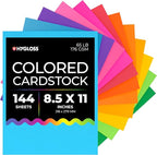 Hygloss Bright Colored Cardstock - 8.5x11-Inch, 12 Assorted Colors, 144 Sheets, 65 lb/ 176 gsm, Fade-Resistant, Acid-Free Color Card Stock Paper