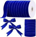 Chuangdi 1 Inch, 30 Yard Christmas Royal Blue Velvet Ribbon Vintage Wide Velvet Ribbons for Christmas Tree Ornaments Flower Bouquets Wedding Wreath Bow Making DIY Craft Choker