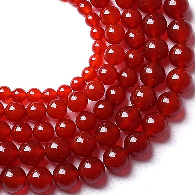 6MM 120pcs Semi-Precious Red Agate Beads Natural Stone Round Loose Beads for Jewelry Making DIY Bracelet Necklace 2 Strands 32"