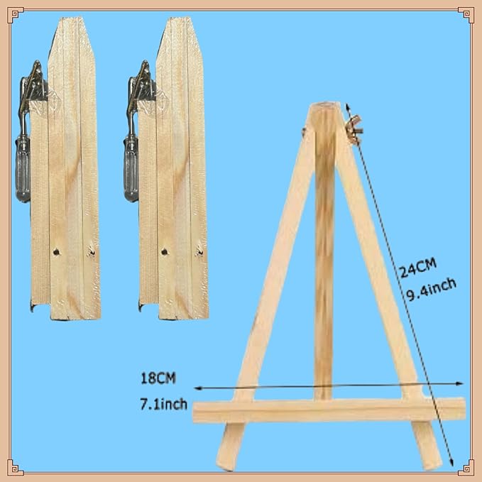 SARBUTER 5 Pcs Simple Wooden Easel Stand, Wood Tabletop Display Easels, Portable Outdoor Sketching Easel for Displaying Photos Decorative Paintings Art Crafts (Wood Easels*5)