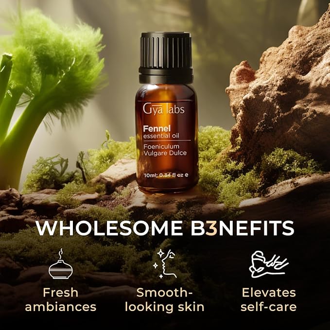 Gya Labs Fennel Essential Oil - 0.34 Fl Oz - for Hair, Skin, Diffuser, Aromatherapy & DIY Candle Making Scent