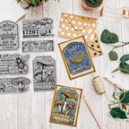 GLOBLELAND Retro Mushroom Bee Cling Rubber Stamp 7.09x8.66inch Crown Labels EVA Rubber Stamps Embossing Stamp Seal for DIY Scrapbooking and Card Making Paper Craft Decor