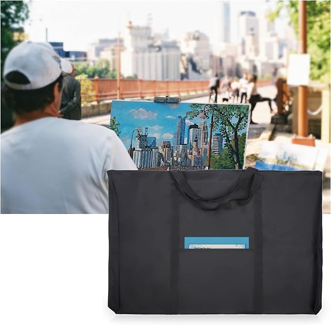JJRING Dacron Light Weight Art Portfolio Tote Bag, 25'' x 37'' for 24'' x36'' Black Carrying Storage Case For Poster, Sketching, and Drawing
