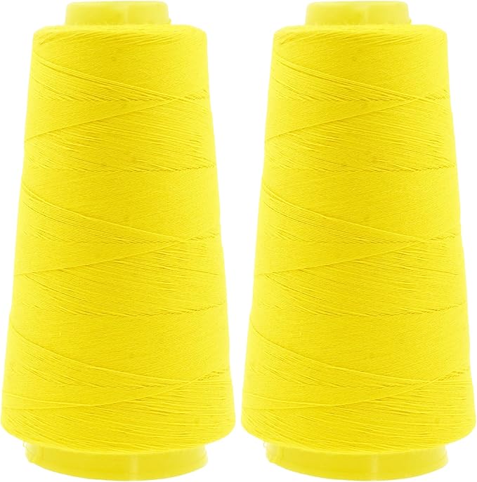Mandala Crafts Yellow Thread Cones for Machine and Hand Quilting - 2400 Yds 50 WT Multiple Purpose Mercerized 100% Cotton Threads for Sewing Machine Serger Embroidery