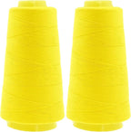 Mandala Crafts Yellow Thread Cones for Machine and Hand Quilting - 2400 Yds 50 WT Multiple Purpose Mercerized 100% Cotton Threads for Sewing Machine Serger Embroidery