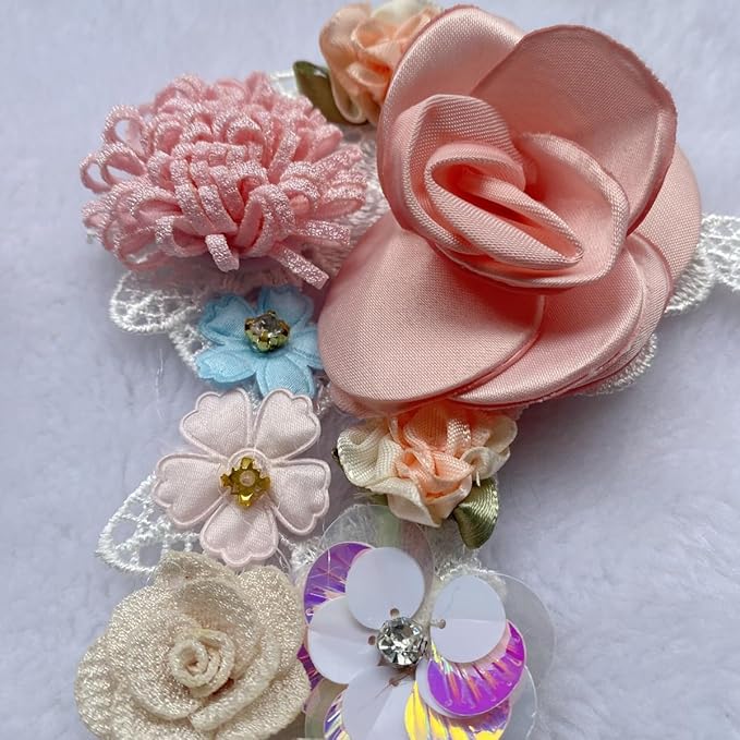 1 Pair of Multicolor Embroidery Rhinestone Crystal Sequin Lace Applique Sewing Flower Fabric Patch Wedding Gown Dress Bridal DIY Crafts (Multicolor I)