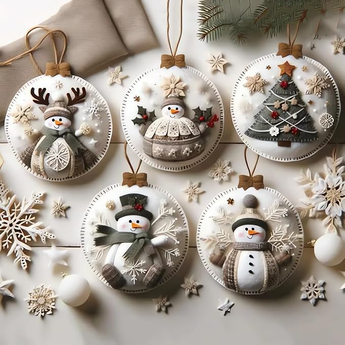 DIY Christmas Felt Patch Kit, Felt Christmas Ornaments, Craft Set with Pre-Cut Felts Sheets, Holiday Craft Kit for Family Fun, Beginner-Friendly, Handmade Xmas Decorations for Tree & Home (#B)