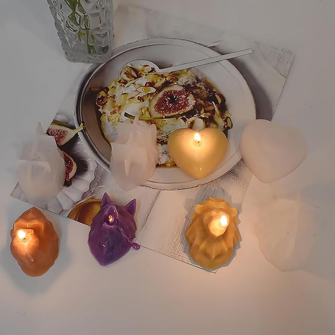 4 Pack Silicone Molds Animal Head Silicone Wave Spiral Candle Mold - Silicone Resin Casting Molds for Candle & Resin & Soap Craft Supplies