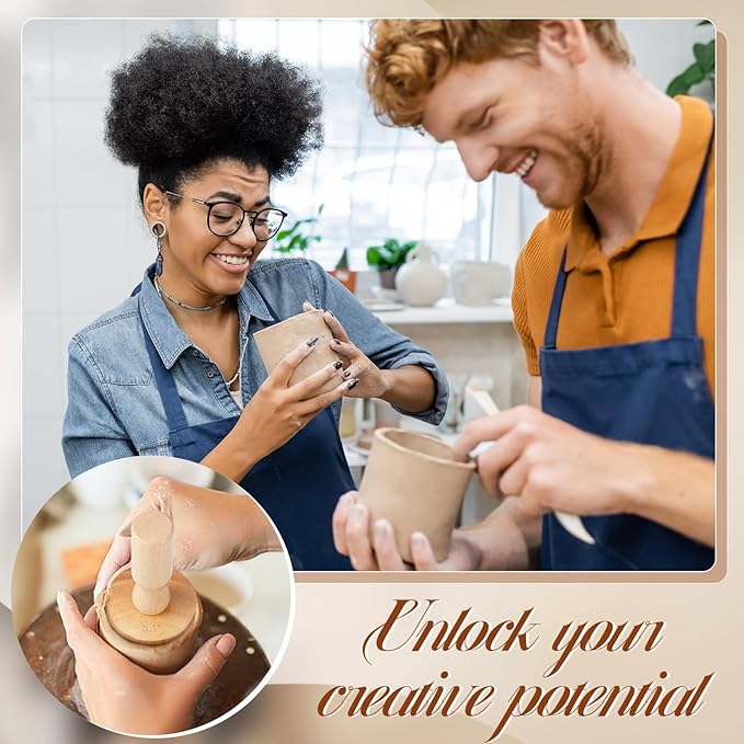 Juexica 3 Pcs Pottery Clay Molds 3 Size 3.1'', 3.4'', 3.7'' Plaster Mug Vase Tools with Removable Handle, Pottery Cup Shaping Tool Wood Slump Press Mold for DIY Ceramic Cup Mug Vase Making