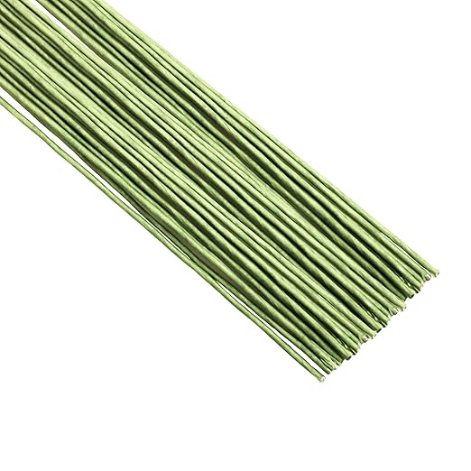 50/Package Floral Stems Wire for Paper Flower 16 Gauge Green Floral Paper Wrapped Wire 16 inch Artificial Crafts Wire Wreath Making Supplies for Wedding DIY