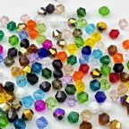 200pcs 6mm Bicone Glass Crystal Beads for Jewelry Making, Faceted Bicone Glass Spacer Beads for Bracelet Earring Necklace DIY Craft(Mix Color)