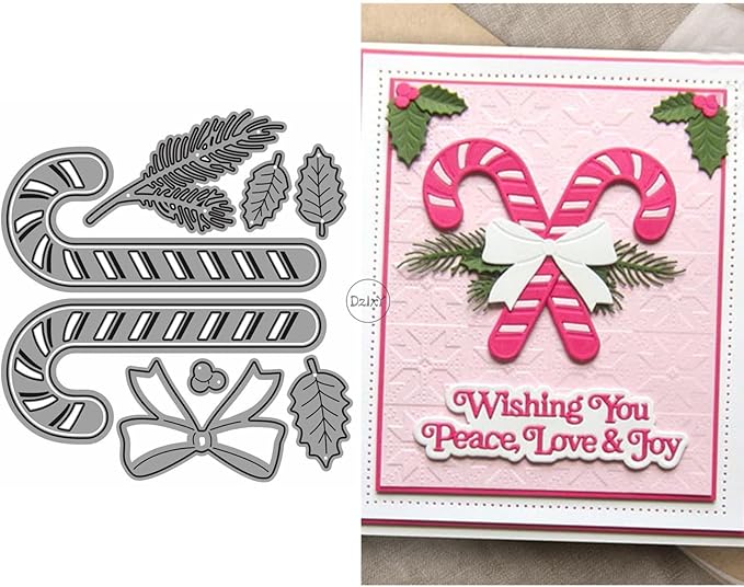 DzIxY Christmas Cane Leaf Metal Cutting Dies for Card Making Kit Embossing Paper Die Cuts Set Scrapbook Stencils Supplies Machine Templates