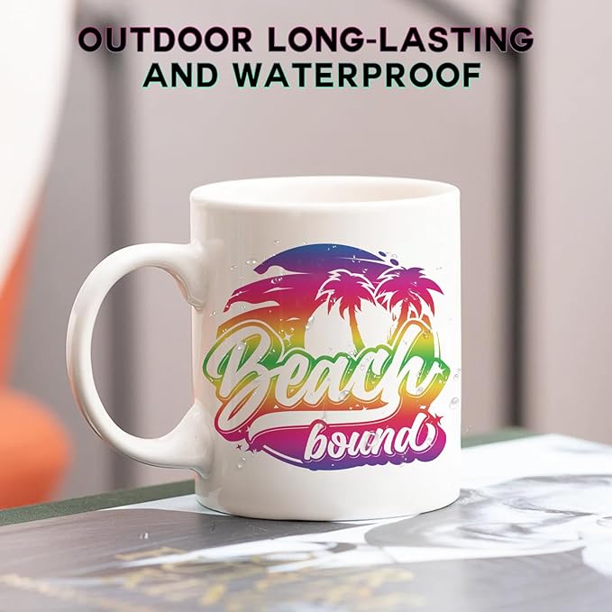 Tintnut Rainbow Permanent Vinyl - 8 Sheets 12"x10"Gradient Patterned Permanent Adhesive Vinyl for Cutting Machine, Home Decor Self Sticker