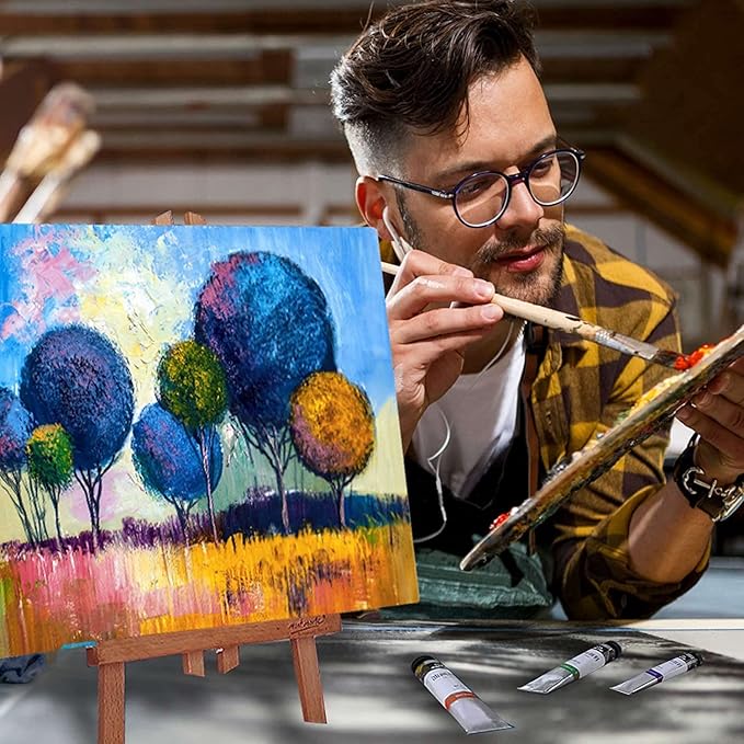 Stretched Canvases for Painting 14x18 Inch 7-Pack, 10 oz Triple Primed Acid-Free 100% Cotton Blank Canvas, Rectangular Canvas for Oil Paint Acrylics Pouring & Wet Art Media