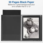 Sooez Art Portfolio 9x12, Binder with Plastic Sleeves, 30 Pockets Display 60 Pages, Black Mounting Paper, Presentation Book for Artwork, Folder with Clear Sheet Protectors for Office School Organizer