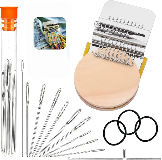 Patchmaker 2.0 Kit, Knitting Kit for Beginners, Portable Patch Darning Kit, Patchwork Weaving Tool Set for Quickly Sewing Repair, Sewing (10 Hooks)
