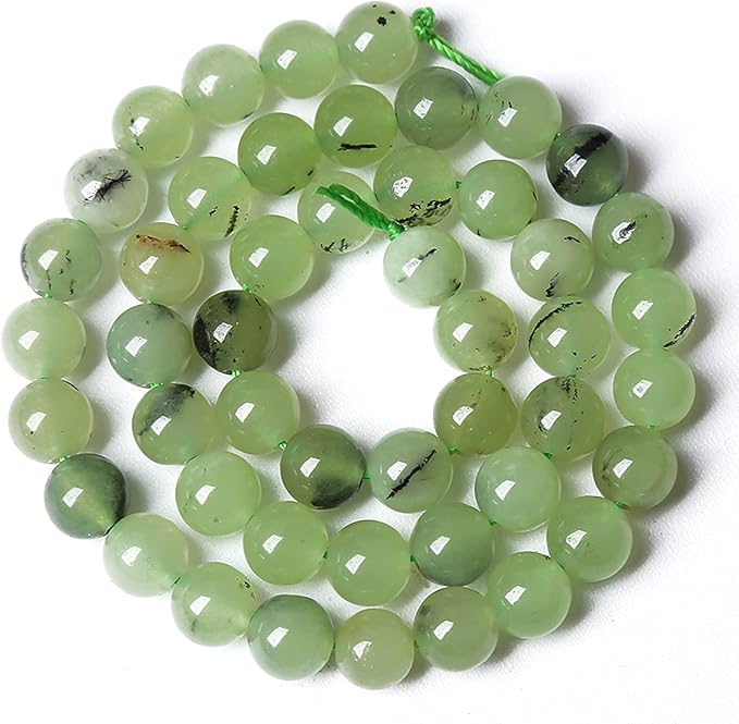 10MM 38PCS Natural Stone Prehnite Jade Loose Beads for Jewelry Making DIY Bracelet Necklace
