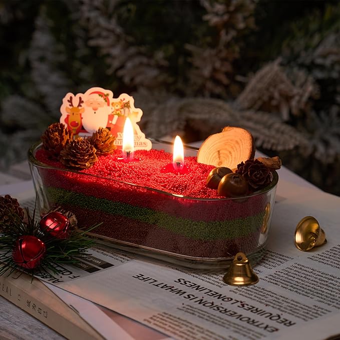 Pearled Candle Sand Wax Christmas Making Kit Refillable Pearled Wax with 1lb White and 300g 3 Colors 50 Wicks 10 Christmas Decoration Cards Scented Candle Supplies for Christmas Home Decor