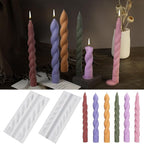 2 Pack Stick Candle Wave Pillar Candle & Resin Mold - Resin Casting Silicone Molds for Home Decor & Candle Making Wave Spiral Mold