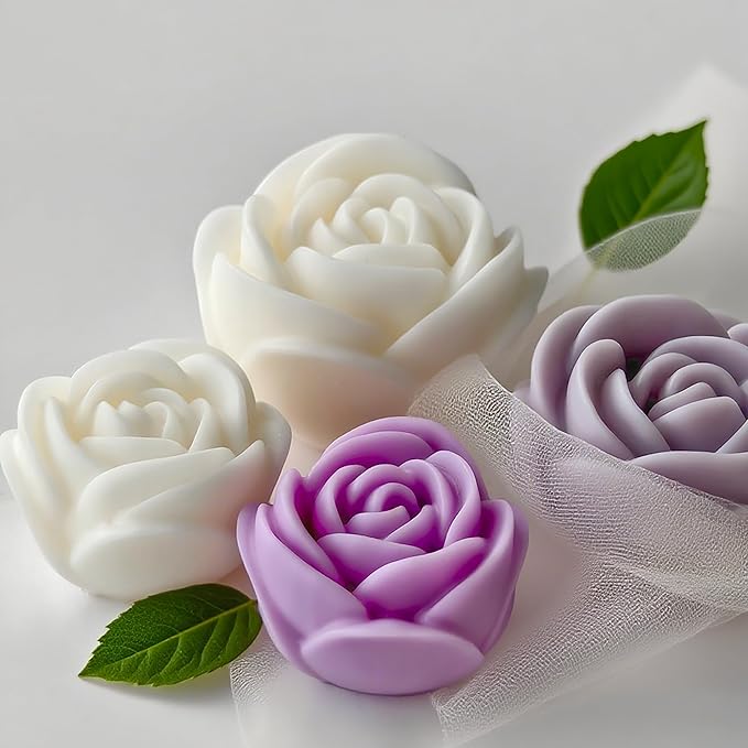 2 Pack Tulip Flower Peony Rose Succulent Cylinder Candle & Resin Mold - Resin Casting Silicone Molds for Home Decor & Candle Making Wave Spiral Mold