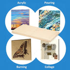 Falling in Art Unfinished Birch Wood Panels Kit for Painting, Wooden Canvas 4 Pack of 8x16’’ Studio 3/4’’ Deep, Cradle Boards for Pouring, Art, Crafts, Burning and More