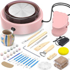 Skirfy Mini Pottery Wheel for Beginners Adults 9.5" Ceramic Machine for Kids Art Craft Glow in Dark Kits 2.2LB Air-Dry Clay,Carving Tools Adjustable Speed,Home Decor DIY Projects Birthday Gift