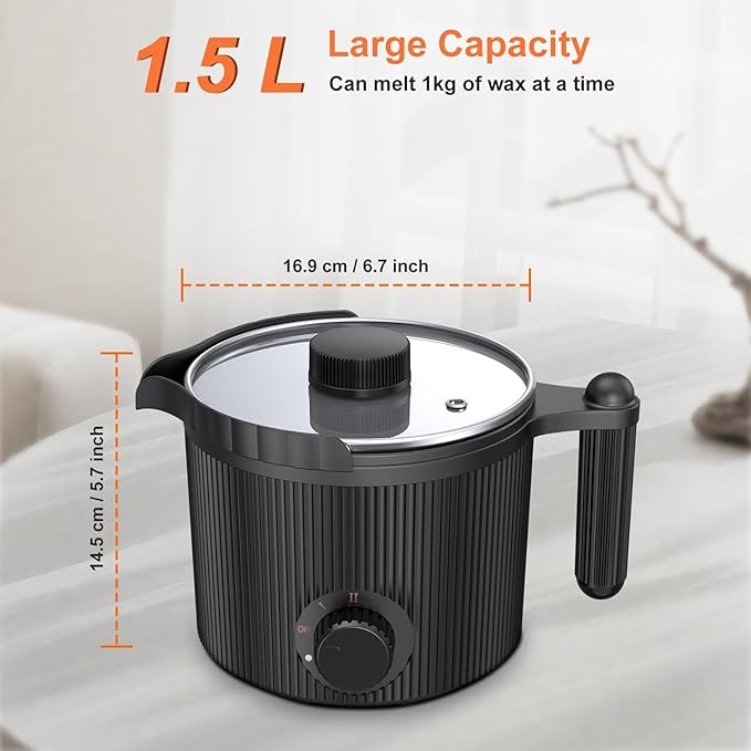 venpow Candle Wax Melter with Pour Spout, Candle Making Kit for Adult Beginners, 1.5L Large Capacity, for Making Candles and Soaps, Kit Includes Wax Melting Pot and Stirring Spoon