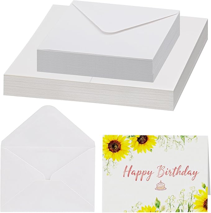 LUNARM Watercolor Cards with Envelopes 50 Sets Blank 5 x 7 in Foldable Postcards, 140lb/300GSM Greeting Card Paper for Wedding Invitation, Notecards, Painting cards and Thank-You Cards DIY Craft