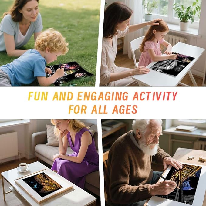 Scratch Art for Adults(8 Sheets A4),Family Creative DIY Painting Papers for Travel Lovers,Craft Lovers|Creative Scratch Art Adult (Philadelphia/Italy) by Iskueal