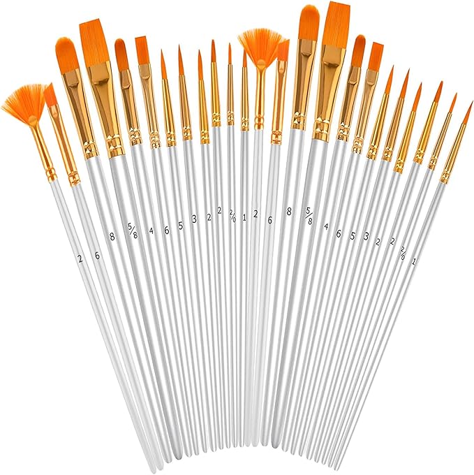 Soucolor 24Pcs Acrylic Paint Brushes Set, Halloween Arts and Crafts for Adults Kids, Round Pointed Tip Artist Paintbrushes for Acrylic Painting Oil Watercolor Canvas Boards Easter Eggs Rock Art