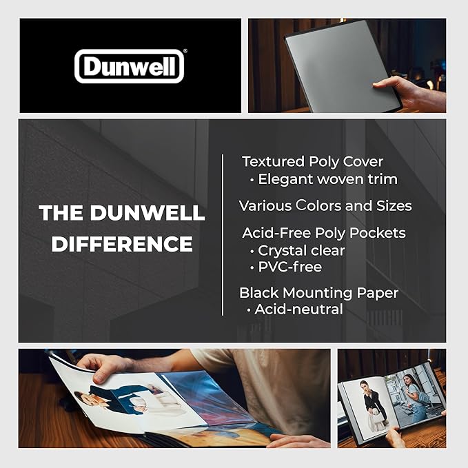 Dunwell Art Portfolio 8.5x11 Folder (Silver), Mounting Paper, Portfolio Binder for Artwork and 8.5 x 11 Documents Art Folder, 24 Pockets Display 48 Pages, Acid-Free Poly Presentation Book
