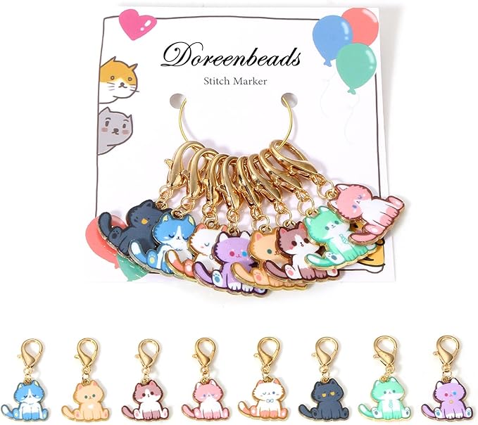 DoreenBeads Stitch Markers for Crocheting and Knitting, Alloy Enamel Crochet Marker Crochet Gifts for Knitting Weaving Sewing Accessories Quilting Jewelry Making