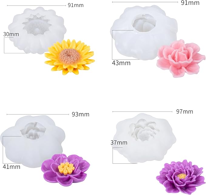 8 Pack Large Flower Succulent Candle Mold Resin Casting Silicone Molds for Home Decor & Candle Making Wave Spiral Mold