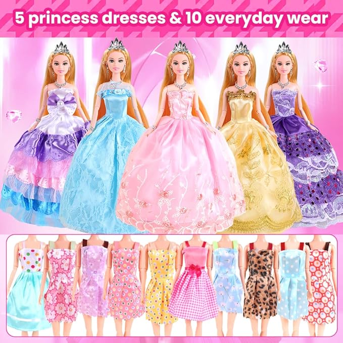 UCanaan Girl Doll and Closet Set with Doll Clothes and Accessories Items Including Fashion Dolls, Dressand Many Other Accessories (Refer Picture Shows)，Best Gitfs for Girls Christmas Birthday