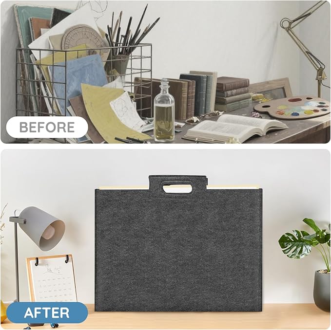 ZKOO Felt Art Portfolio Bag, Large Art Portfolio with Handles, Sturdy Artist Storage Bag for Artwork, Poster, Sketching, and Drawing (24 x 36 inch)