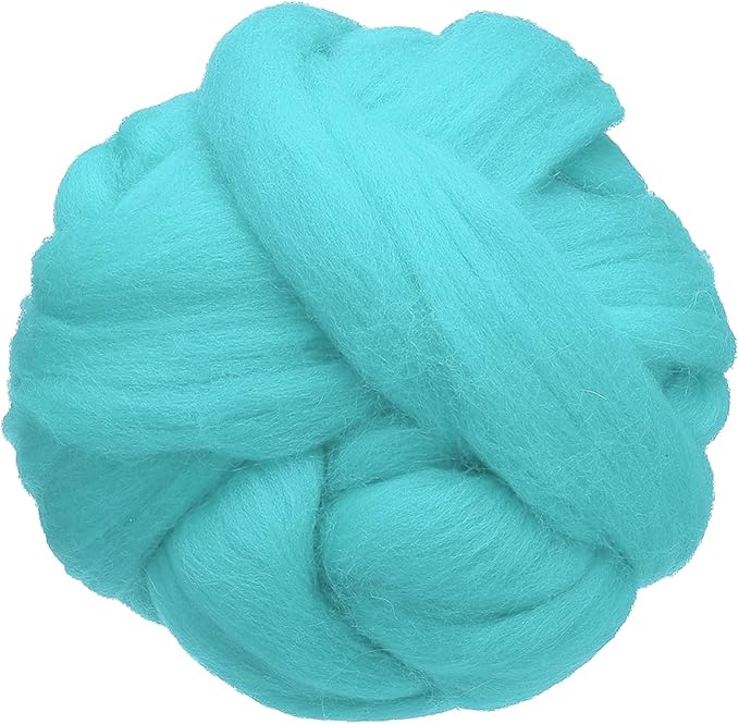 uxcell 3.53oz Wool Roving Yarn, Needle Felting Wool Fiber DIY Craft Needle Wet Felting Supplies for Blending Weaving Handcrafts, Lake Blue