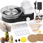 Pottery Wheel for Adults - Complete Pottery Tools Kit for Beginners, 6" Turntable Two-Way Rotation Adjustable Speed, 2.2 lbs. Air Dry Clay, Mini Clay Making Pottery Wheel with Storage Design (Black)