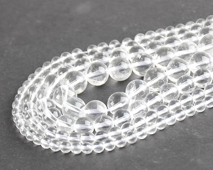 Natural Stone Beads Clear Quartz Crystals Round Genuine Stone Beading Loose Gemstone Hole Size 1mm DIY Charm Smooth Beads for Bracelets Necklaces Earrings 6mm 200pcs (Clear Quartz Crystals 6mm)