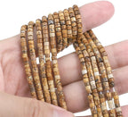 Natural Brown Picture Jasper Spacer Beads Caps Flat Round Loose Beads for Beading Jewelry Making 3mmx2mm 38cm