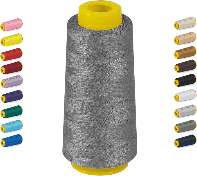 1800 Yards Serger Thread-Dark Gray, All Purpose Thread for Sewing, Serger Thread Cones，Polyester Thread 40s/2 for Serger&Overlock, Quilting, Piecing, Sewing Machine
