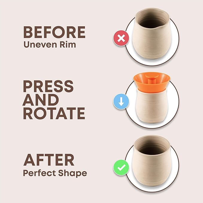 KYVERNOST Rim Cone Shaper for Pottery and Ceramics - Rim Cone Pottery Tool for Perfectly Smoother & Rounded Rims - Rim Shaping Cone for Pottery Artists and Hobbyists