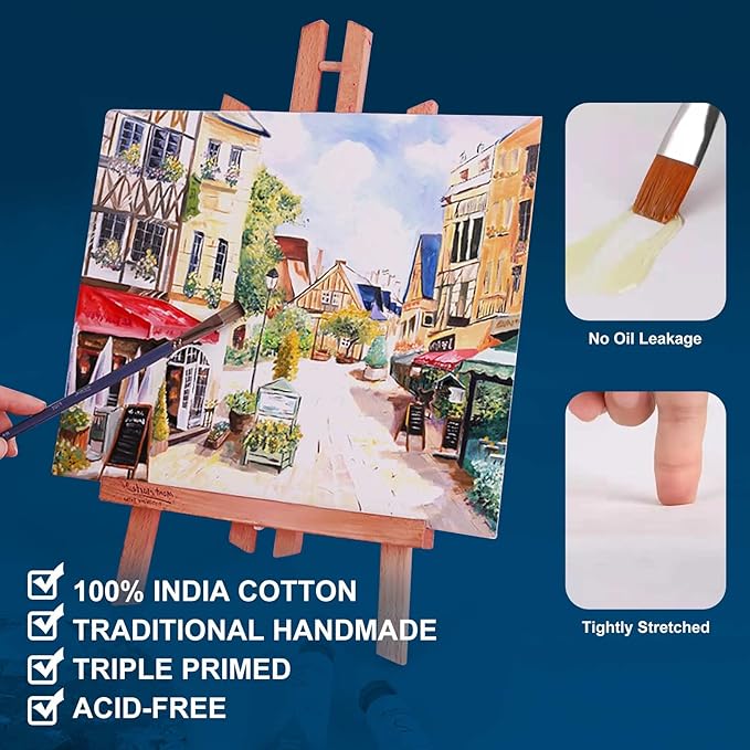 Stretched Canvases for Painting 18x24 Inch 5-Pack, 10 oz Triple Primed Acid-Free 100% Cotton Blank Canvas, Rectangular Canvas for Oil Paint Acrylics Pouring & Wet Art Media, Pour Painting