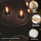 NICEME Black Customized Powder Candle Making Kit, 26Oz Refillable Beaded Wax Sand DIY Pearled Candle All Natural Reusable Candle Making Self Extinguish with 30PCS Wicks 2PCS Centering Devices
