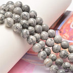 NCB 100pcs Original Natural Stone Beads Gemstone Round Loose Landscape(Map Japser) Beads 6mm 8mm 10mm (Landscape(Map Japser), 6mm 100Beads)